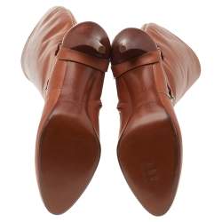 Pre Owned Ralph Lauren Tan Leather Knee Length Boots Size 38.5
