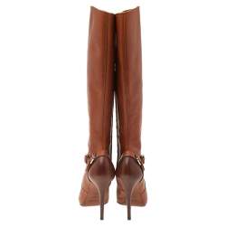 Pre Owned Ralph Lauren Tan Leather Knee Length Boots Size 38.5