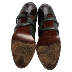 Pre Owned Ralph Lauren Green Leather Cross Strap Ankle Boots Size 39
