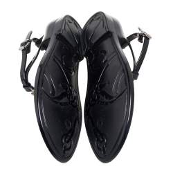 Pre Owned Ralph Lauren Black Jelly Karly Ankle-Strap Flat Sandals Size 38