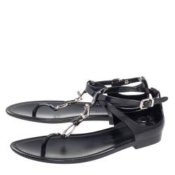 Pre Owned Ralph Lauren Black Jelly Karly Ankle-Strap Flat Sandals Size 38
