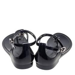Pre Owned Ralph Lauren Black Jelly Karly Ankle-Strap Flat Sandals Size 38