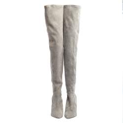 Pre Owned Ralph Lauren Grey Suede Over The Knee Boots Size 37