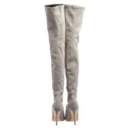 Pre Owned Ralph Lauren Grey Suede Over The Knee Boots Size 37