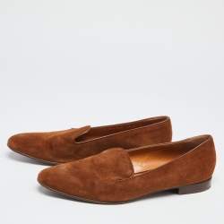 Pre Owned Ralph Lauren Brown Suede Slip On  Smoking Slippers Size 39