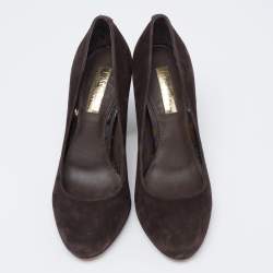 Pre Owned Ralph Lauren Dark Brown Suede Pumps Size 35.5