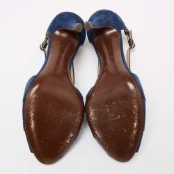 Pre Owned Ralph Lauren Collection Navy Blue Suede Crisscross Strap Sandals Size 38