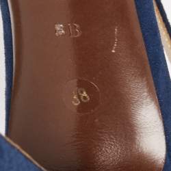 Pre Owned Ralph Lauren Collection Navy Blue Suede Crisscross Strap Sandals Size 38