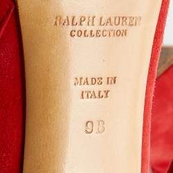 Pre Owned Ralph Lauren Red Suede Platform Ankle Boots Size 38