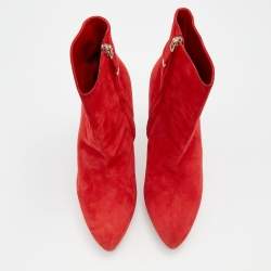 Pre Owned Ralph Lauren Red Suede Platform Ankle Boots Size 38
