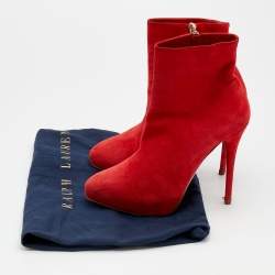 Pre Owned Ralph Lauren Red Suede Platform Ankle Boots Size 38