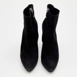 Pre Owned Ralph Lauren Black Suede Platform Ankle Length Boots Size 39
