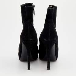 Pre Owned Ralph Lauren Black Suede Platform Ankle Length Boots Size 39