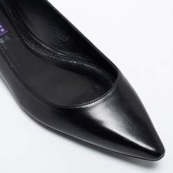 Pre Owned Ralph Lauren Black Leather Ballet Flats Size 38.5