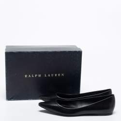 Pre Owned Ralph Lauren Black Leather Ballet Flats Size 38.5
