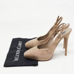 Pre Owned Ralph Lauren Grey Suede Slingback Pumps Size 40.5