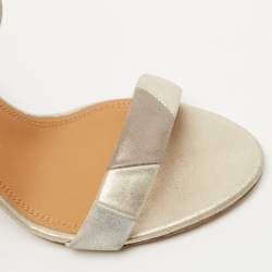 Pre Owned Ralph Lauren Metallic Glitter Suede Ankle Strap Sandals Size 38