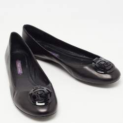Pre Owned Ralph Lauren Black Leather Ballet Flats Size 41