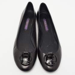 Pre Owned Ralph Lauren Black Leather Ballet Flats Size 41