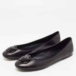 Pre Owned Ralph Lauren Black Leather Ballet Flats Size 41