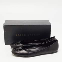 Pre Owned Ralph Lauren Black Leather Ballet Flats Size 41