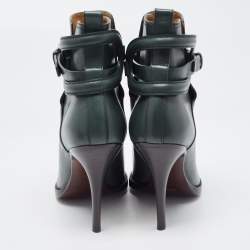 Pre Owned Ralph Lauren Dark Green Leather Ankle Boots Size 39