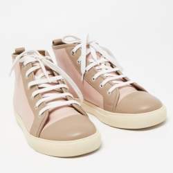 Pre Owned Ralph Lauren Pink/Brown Leather High Top Sneakers Size 40