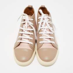 Pre Owned Ralph Lauren Pink/Brown Leather High Top Sneakers Size 40