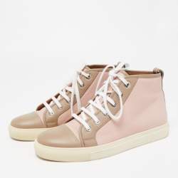 Pre Owned Ralph Lauren Pink/Brown Leather High Top Sneakers Size 40