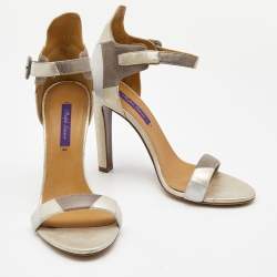 Pre Owned Ralph Lauren Tricolor Nubuck Leather Ankle Strap Sandals Size 40