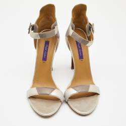 Pre Owned Ralph Lauren Tricolor Nubuck Leather Ankle Strap Sandals Size 40
