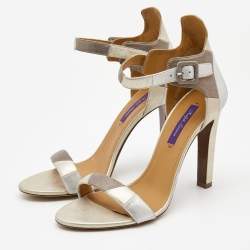 Pre Owned Ralph Lauren Tricolor Nubuck Leather Ankle Strap Sandals Size 40