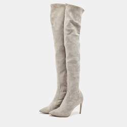 Pre Owned Ralph Lauren Grey Suede Knee Length Boots Size 37.5