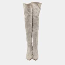 Pre Owned Ralph Lauren Grey Suede Knee Length Boots Size 37.5