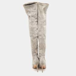 Pre Owned Ralph Lauren Grey Suede Knee Length Boots Size 37.5