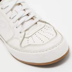 Pre Owned Ralph Lauren White Leather Lace Up Sneakers Size 36.5