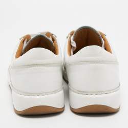 Pre Owned Ralph Lauren White Leather Lace Up Sneakers Size 36.5