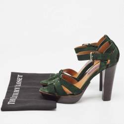 Pre Owned Ralph Lauren Green Suede Ankle Strap Sandals Size 37.5
