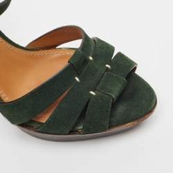 Pre Owned Ralph Lauren Green Suede Ankle Strap Sandals Size 37.5