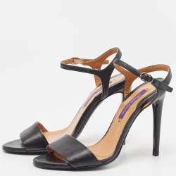 Pre Owned Ralph Lauren Black Leather Ankle Strap Sandals Size 35