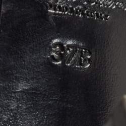 Pre Owned Ralph Lauren Black Leather Buckle Ankle Boots Size 37