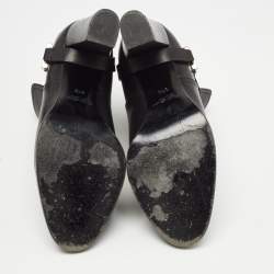 Pre Owned Ralph Lauren Black Leather Buckle Ankle Boots Size 37