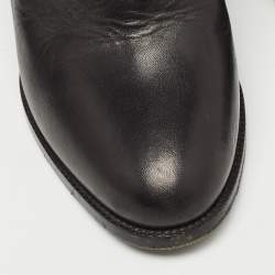 Pre Owned Ralph Lauren Black Leather Buckle Ankle Boots Size 37