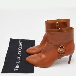 Pre Owned Ralph Lauren Tan Leather Ankle Boots Size 39