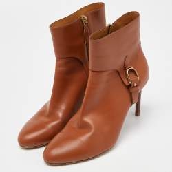 Pre Owned Ralph Lauren Tan Leather Ankle Boots Size 39