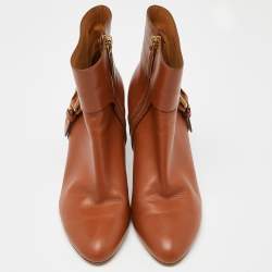 Pre Owned Ralph Lauren Tan Leather Ankle Boots Size 39