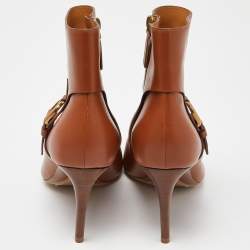 Pre Owned Ralph Lauren Tan Leather Ankle Boots Size 39