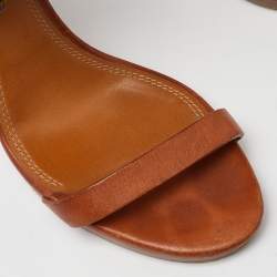 Ralph Lauren Collection Beige/Brown Canvas and Leather Platform Ankle Strap Sandals Size 37.5