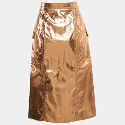 مملوكة مسبقًا Ralph & Russo Metallic Coated Silk Pencil Skirt M