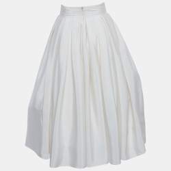 Pre Owned Rami al ali Cream Pleated Midi Skirt S